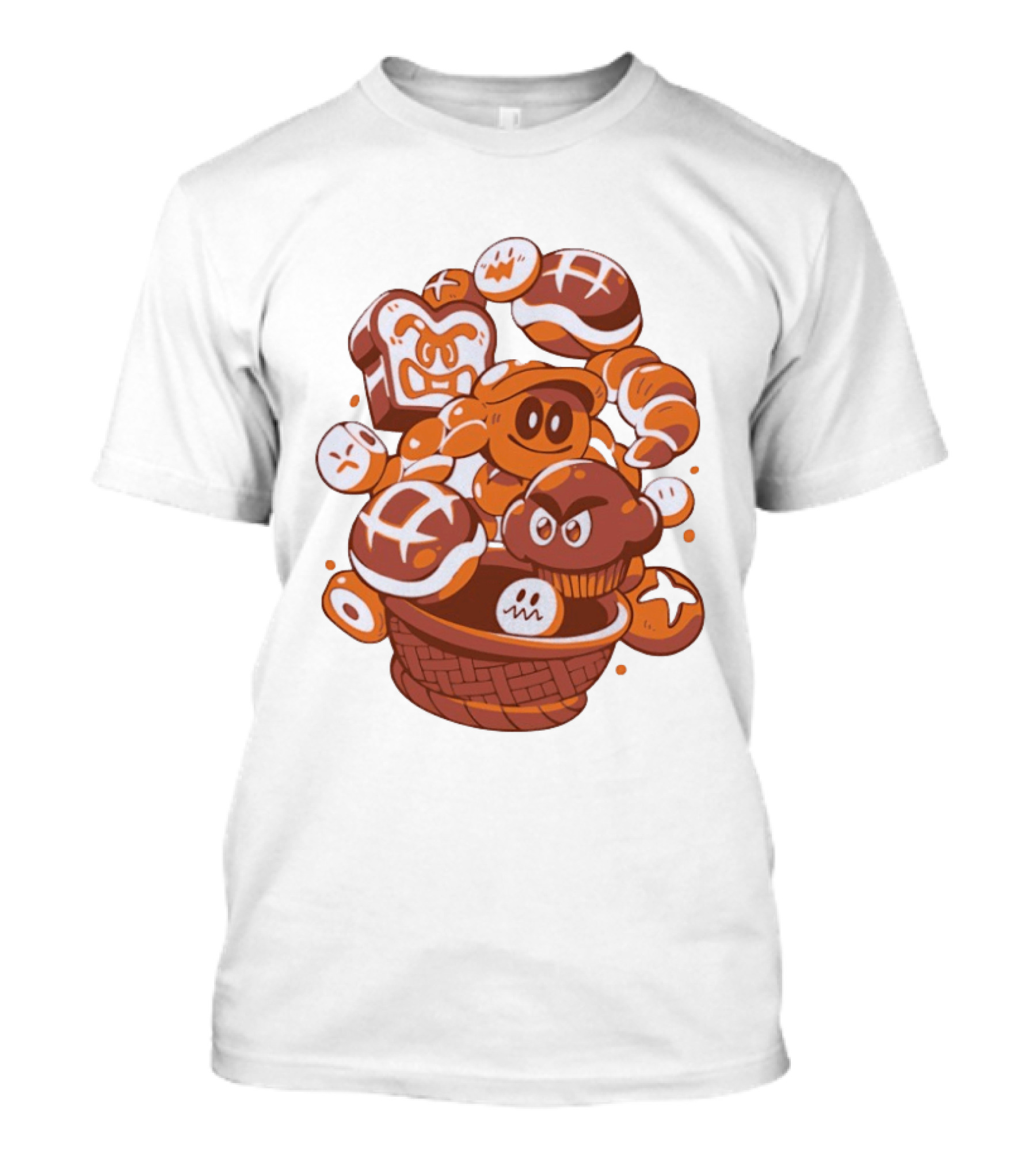 Enemies And Breads Angry Toast And Muffin Characters Basket T-Shirt