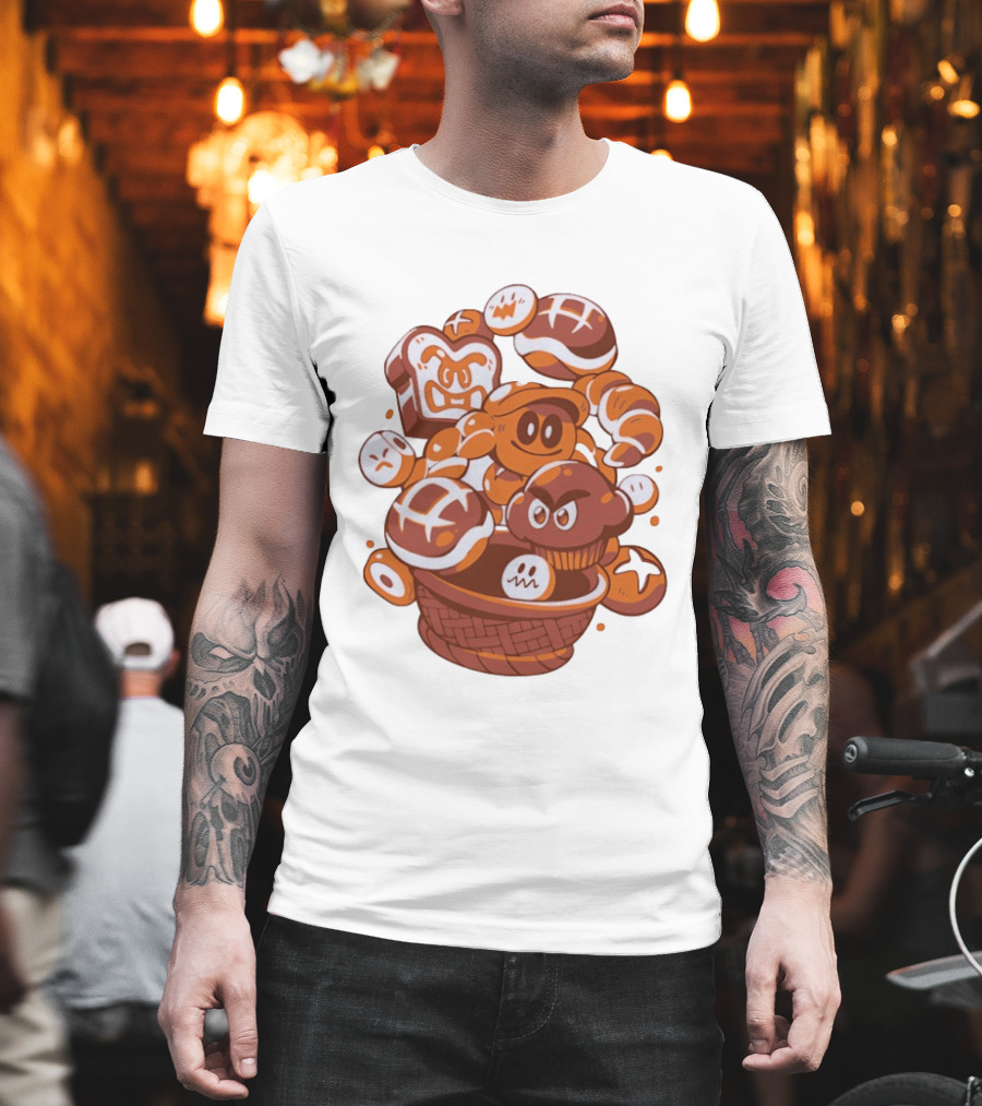 Enemies And Breads Angry Toast And Muffin Characters Basket T-Shirt