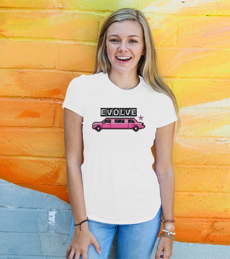 Evolve Pixel Art Pink Limousine Retro Star T-Shirt