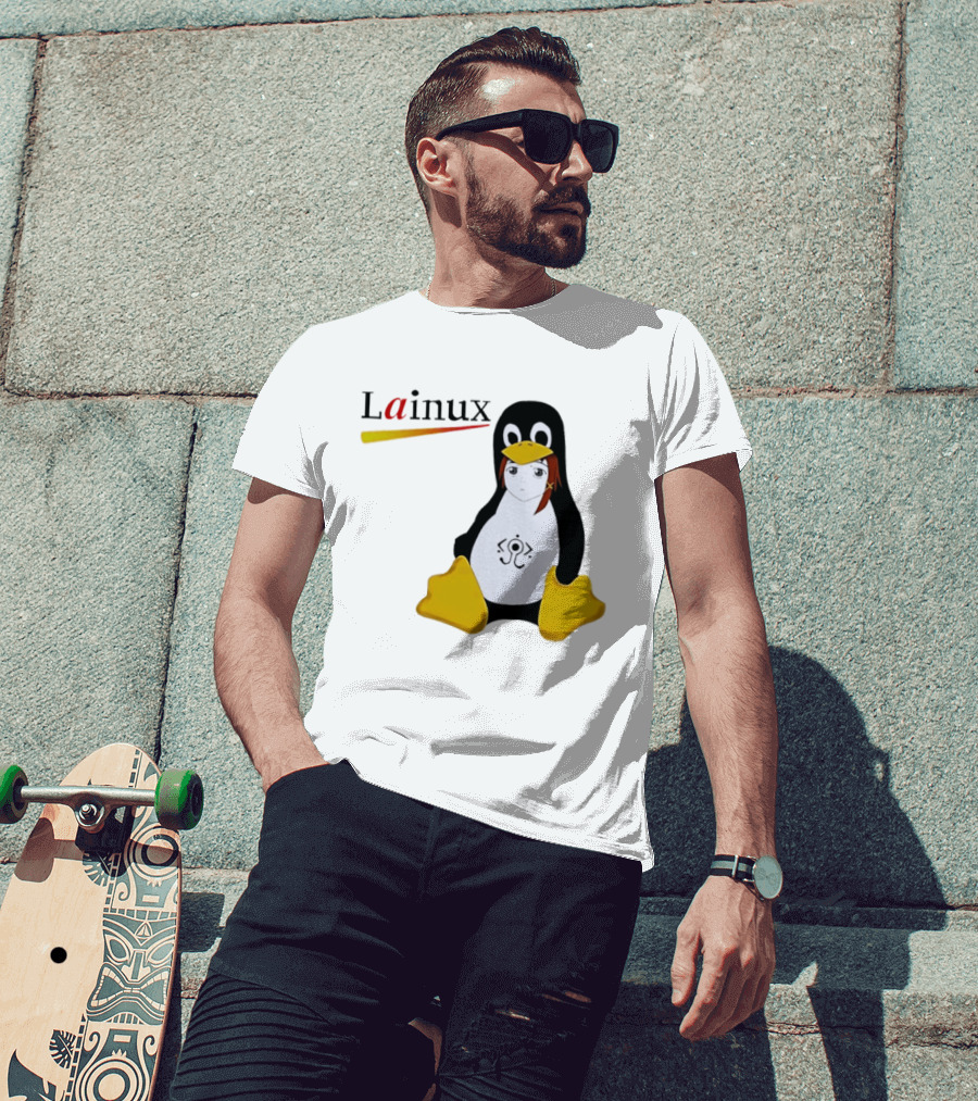 Lainux Lain Ux Linux Tux Mascot Penguin Anime T-Shirt