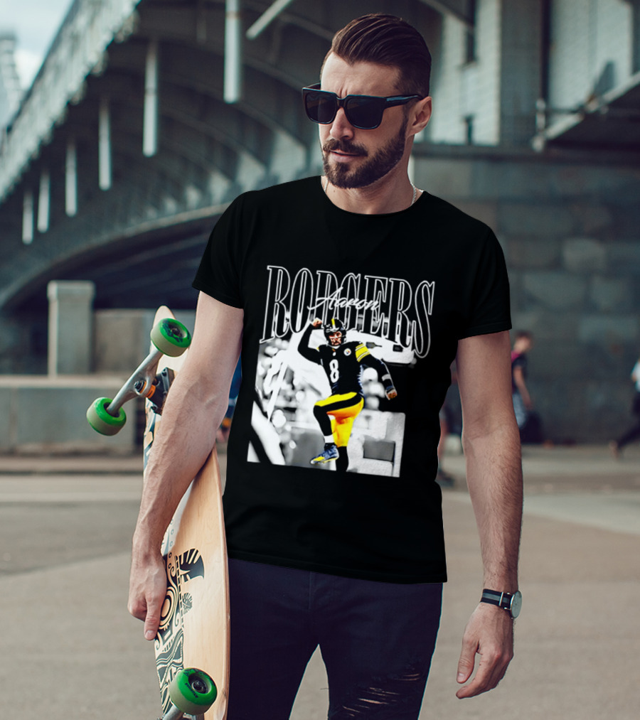 Rodgers 8 Steelers Black And Yellow Football Player T-Shirt