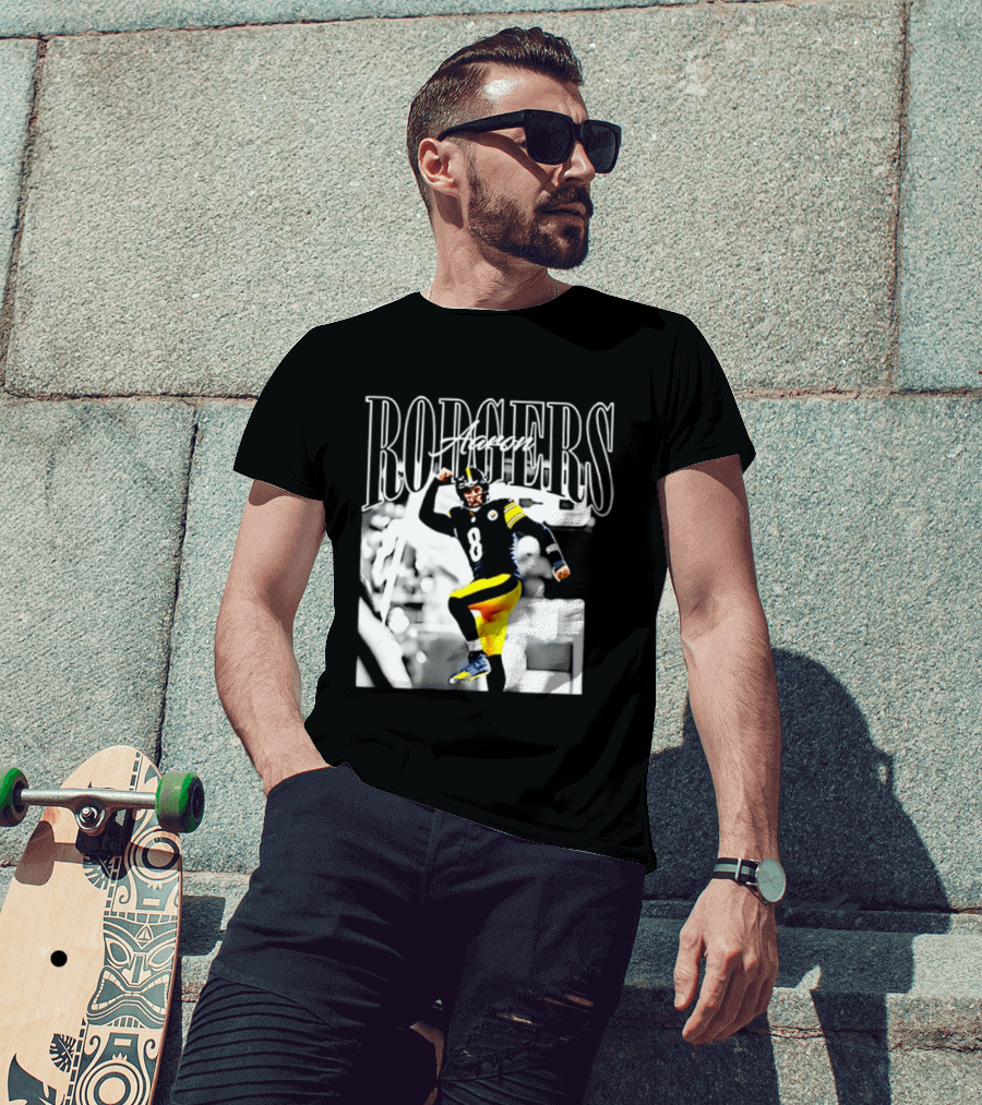 Rodgers 8 Steelers Black And Yellow Football Player T-Shirt