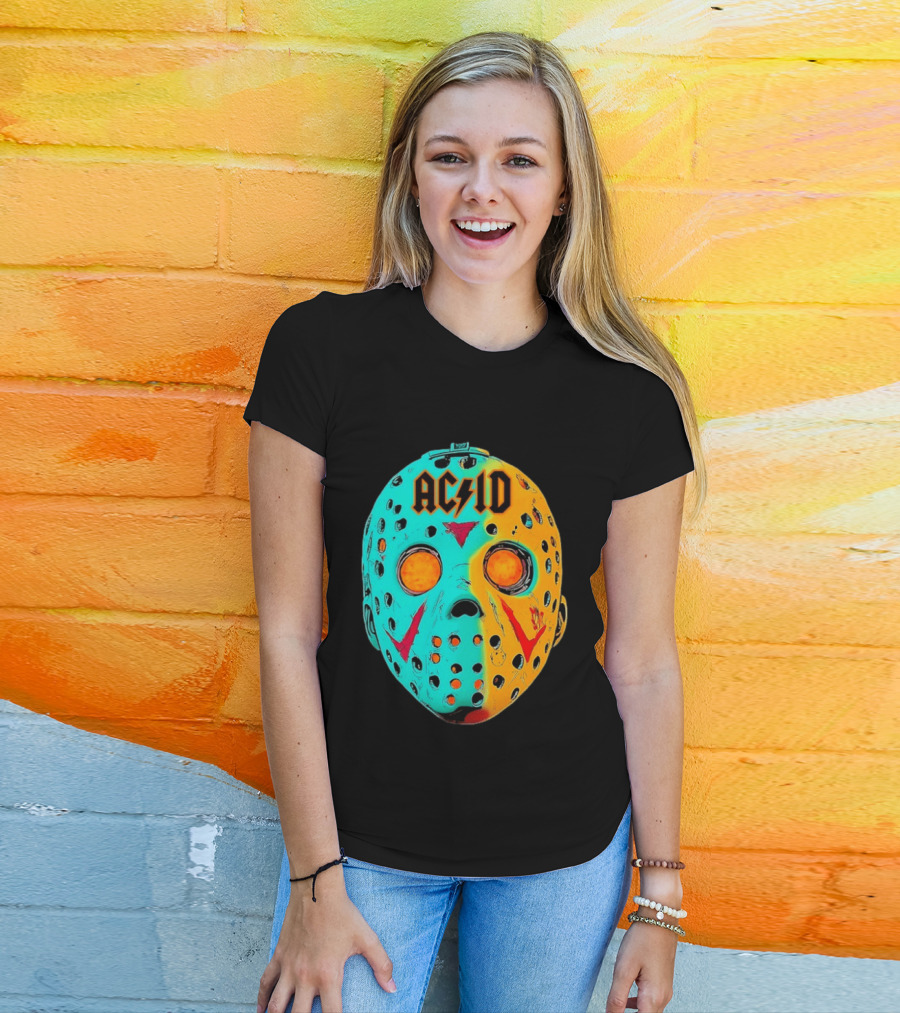 ACDC Jason Voorhees Mask Neon Pop Art Friday The 13th Fusion T-Shirt