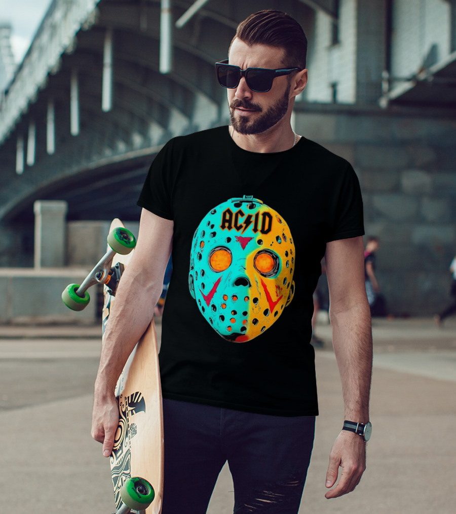 ACDC Jason Voorhees Mask Neon Pop Art Friday The 13th Fusion T-Shirt