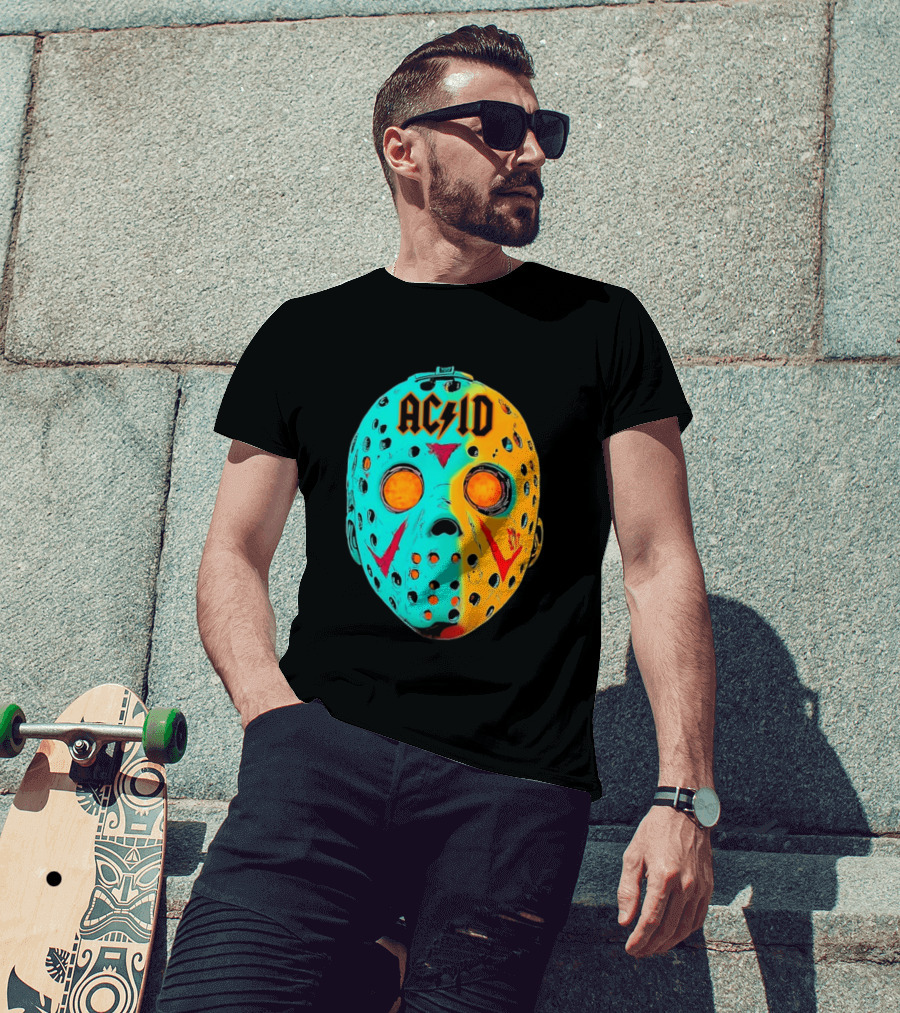 ACDC Jason Voorhees Mask Neon Pop Art Friday The 13th Fusion T-Shirt