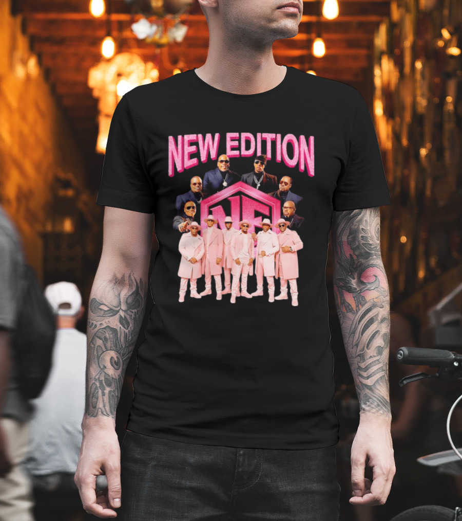 Bobby Brown Johnny Gill Ralph Tresvant Ronnie DeVoe Ricky Bell Michael Bivins New Edition NE Band Pink Outfits 90s Music T-Shirt