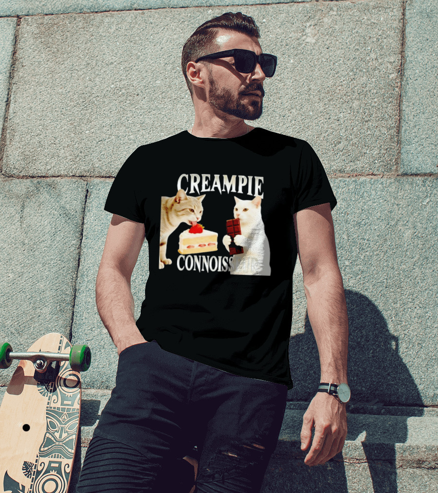 Cats Creampie Connoisseur Strawberry Cake Chocolate Bar T-Shirt