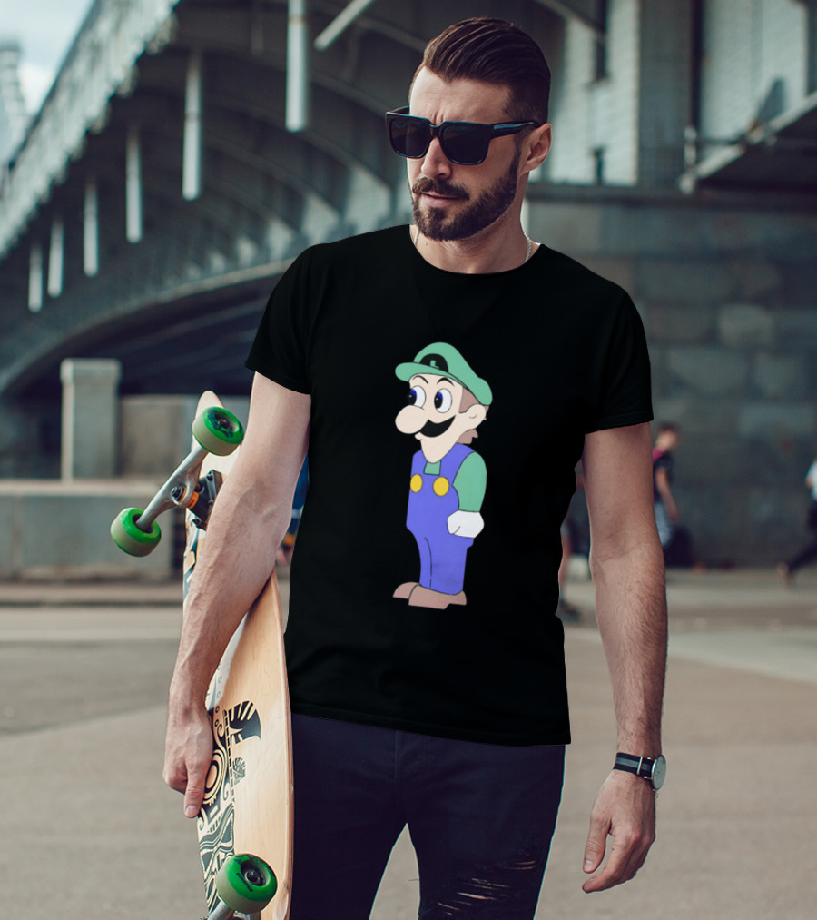 Look At Front Of For Boobs Luigi Funny Meme T-Shirt