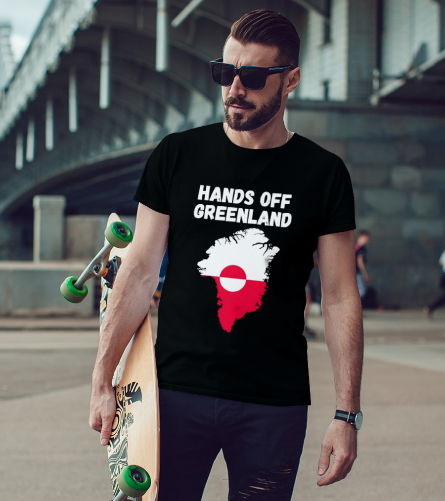 Hands Off Greenland Map Red White Circle Anti Trump T-Shirt