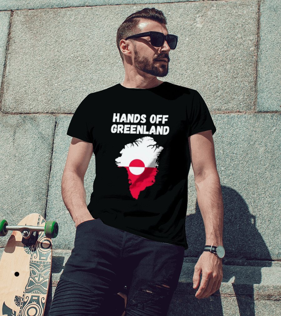 Hands Off Greenland Map Red White Circle Anti Trump T-Shirt