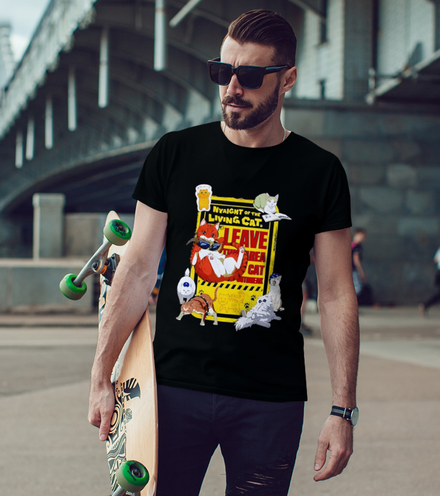 Nyaight Of The Living Cat Leave This Area Cat Neko T-Shirt