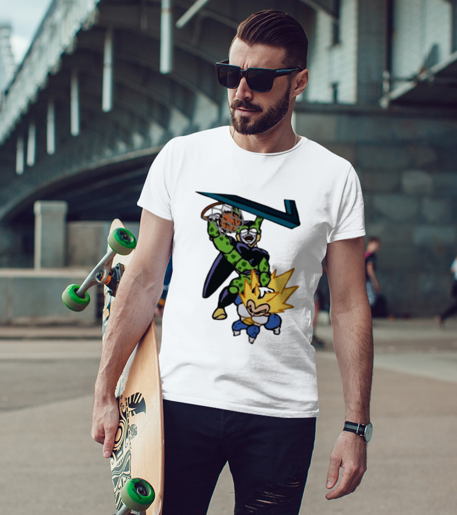 Cell Vs Vegeta Basketball Dunk Anime Mashup T-Shirt