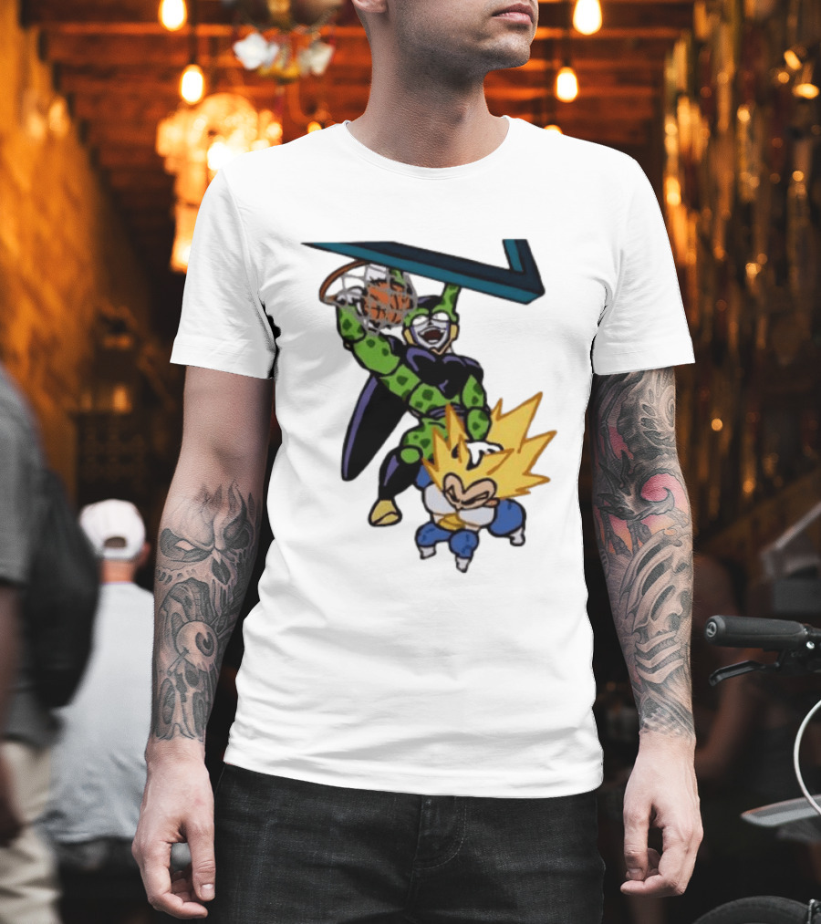 Cell vs Vegeta Basketball Dunk Anime Mashup T-Shirt