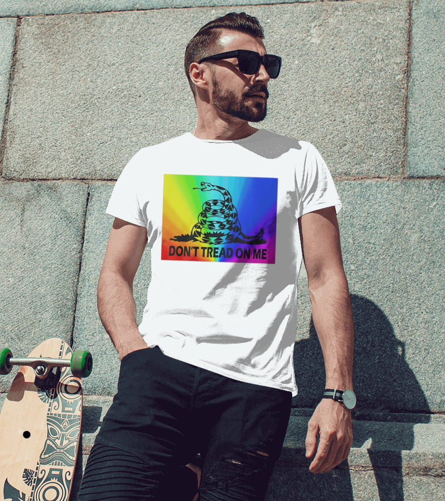 Rainbow Don't Tread On Me Snake T-Shirt