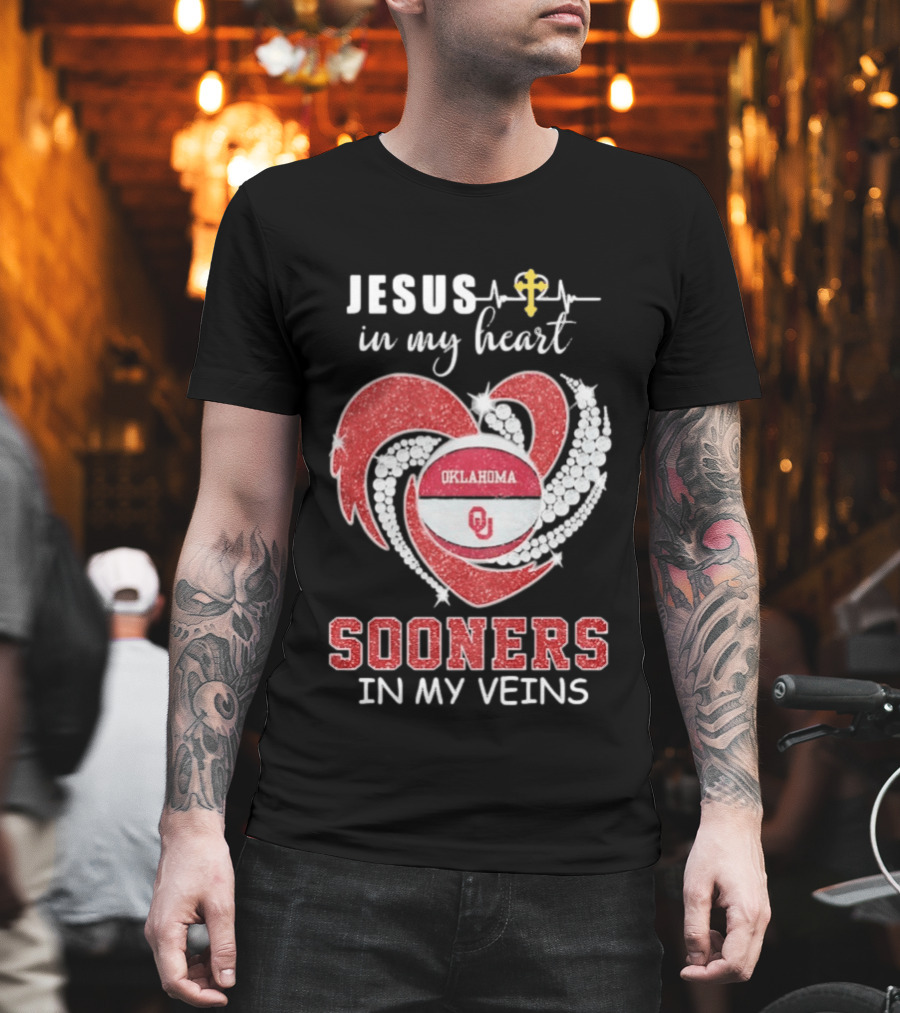 Jesus in My Heart Sooners in My Veins Oklahoma T-Shirt
