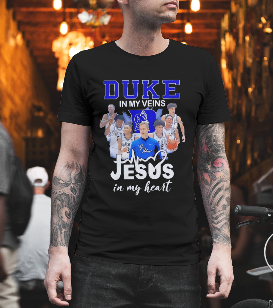 Duke Blue Devils Basketball Jesus In My Heart Signatures T-Shirt