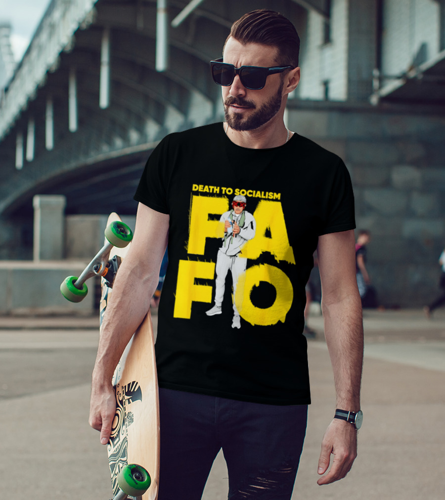 FAFO Death To Socialism Meme Sunglasses And Microphone T-Shirt
