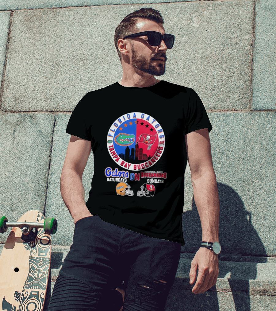 Florida Gators Tampa Bay Buccaneers Saturdays Sundays Helmet Mashup T-Shirt