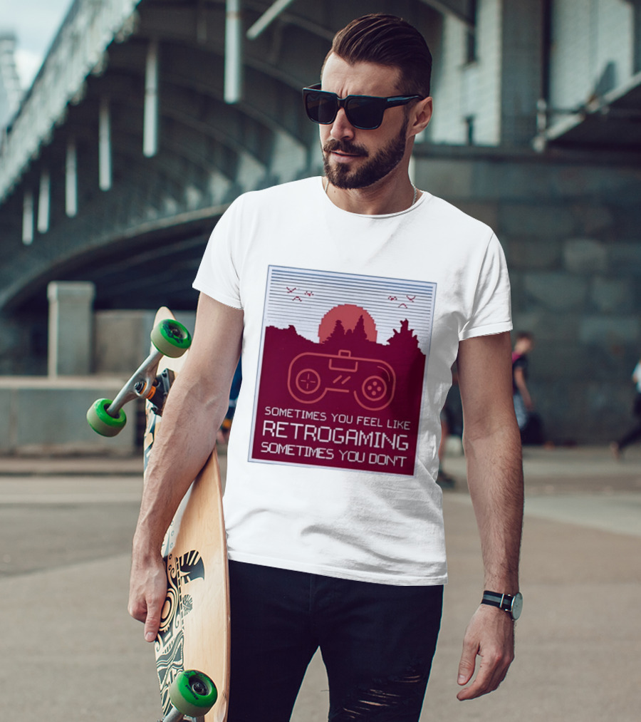 Sometimes You Feel Like Retrogaming Sometimes You Don't Controller Sunset Scene T-Shirt