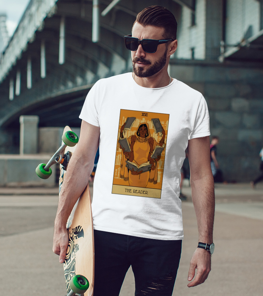XVI The Reader Tarot Card Modern Witch Aesthetic Books Library T-Shirt