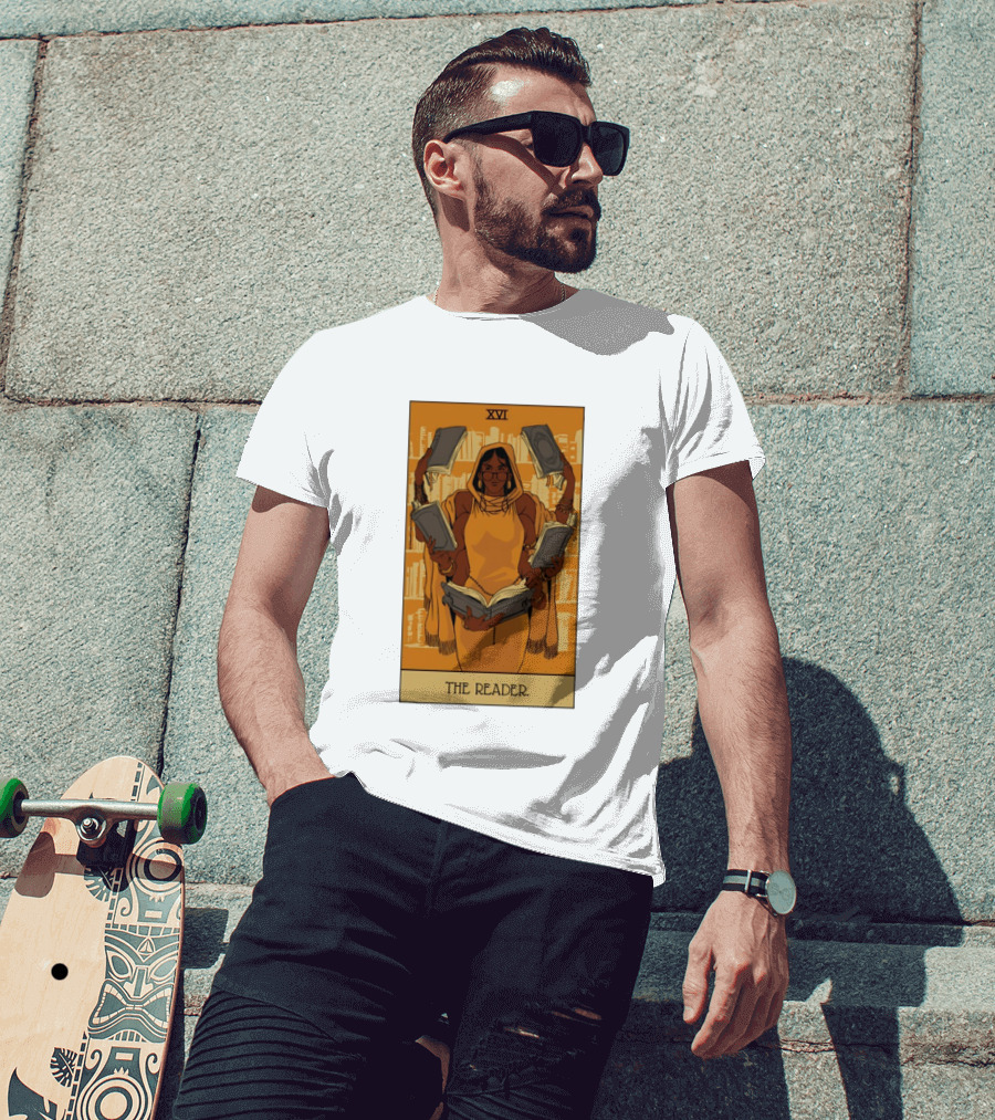 XVI The Reader Tarot Card Modern Witch Aesthetic Books Library T-Shirt