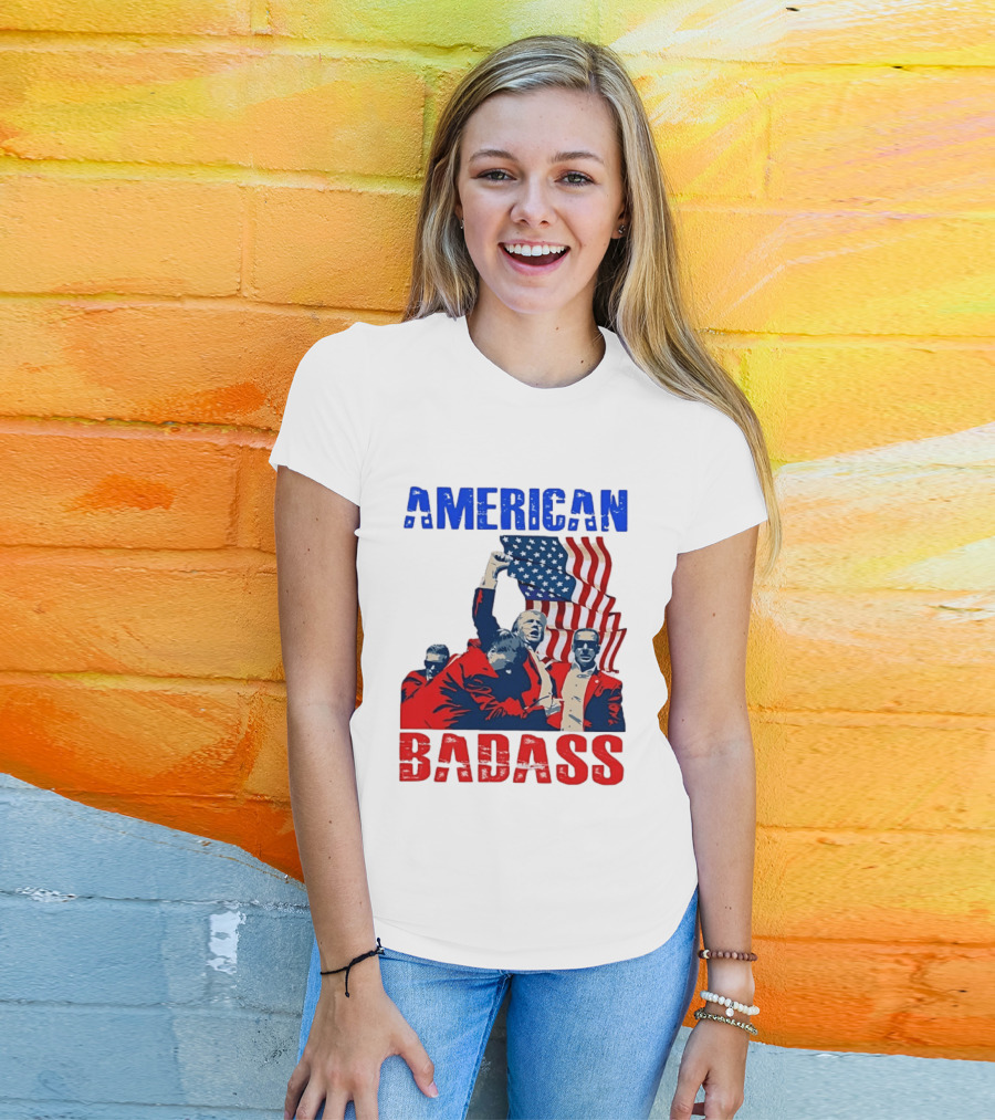 American Badass Donald Trump U.S. President Patriotic Flag T-Shirt