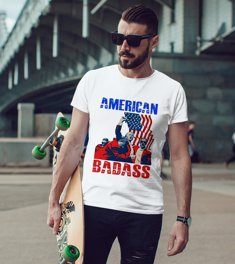 American Badass Donald Trump U.S. President Patriotic Flag T-Shirt
