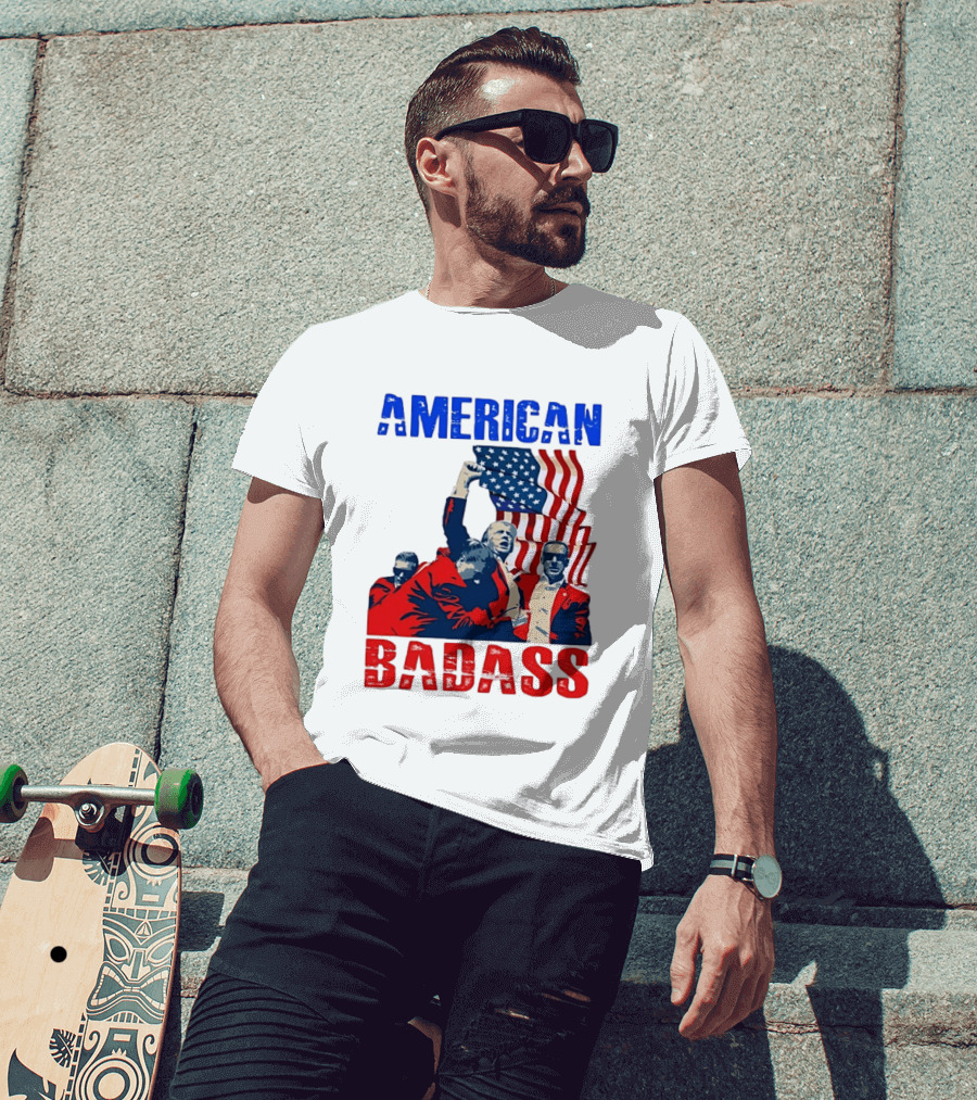American Badass Donald Trump U.S. President Patriotic Flag T-Shirt