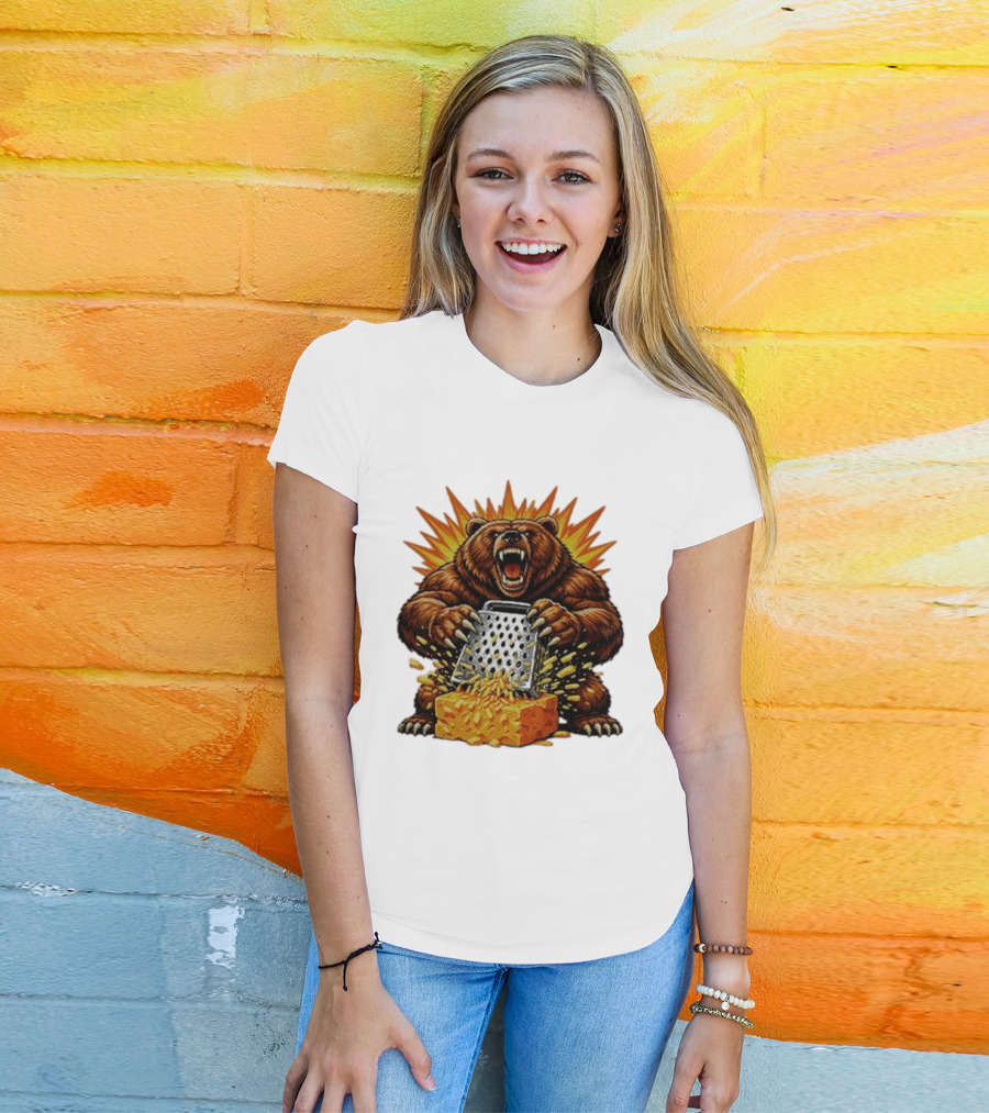 Angry Bear Grating Cheese Grater Hater Explosive Roaring Beast T-Shirt