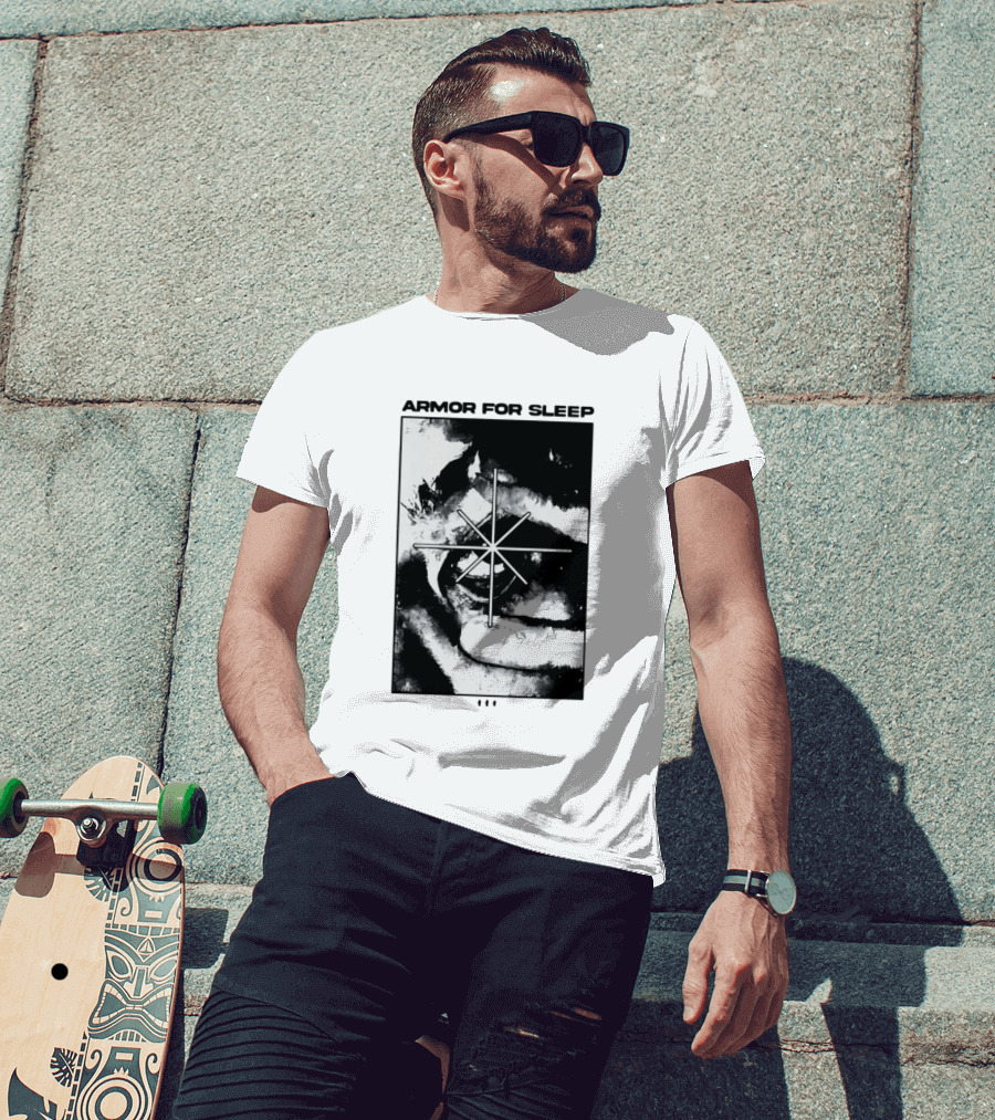 Armor For Sleep Eyeball Star Symbol Monochrome T-Shirt