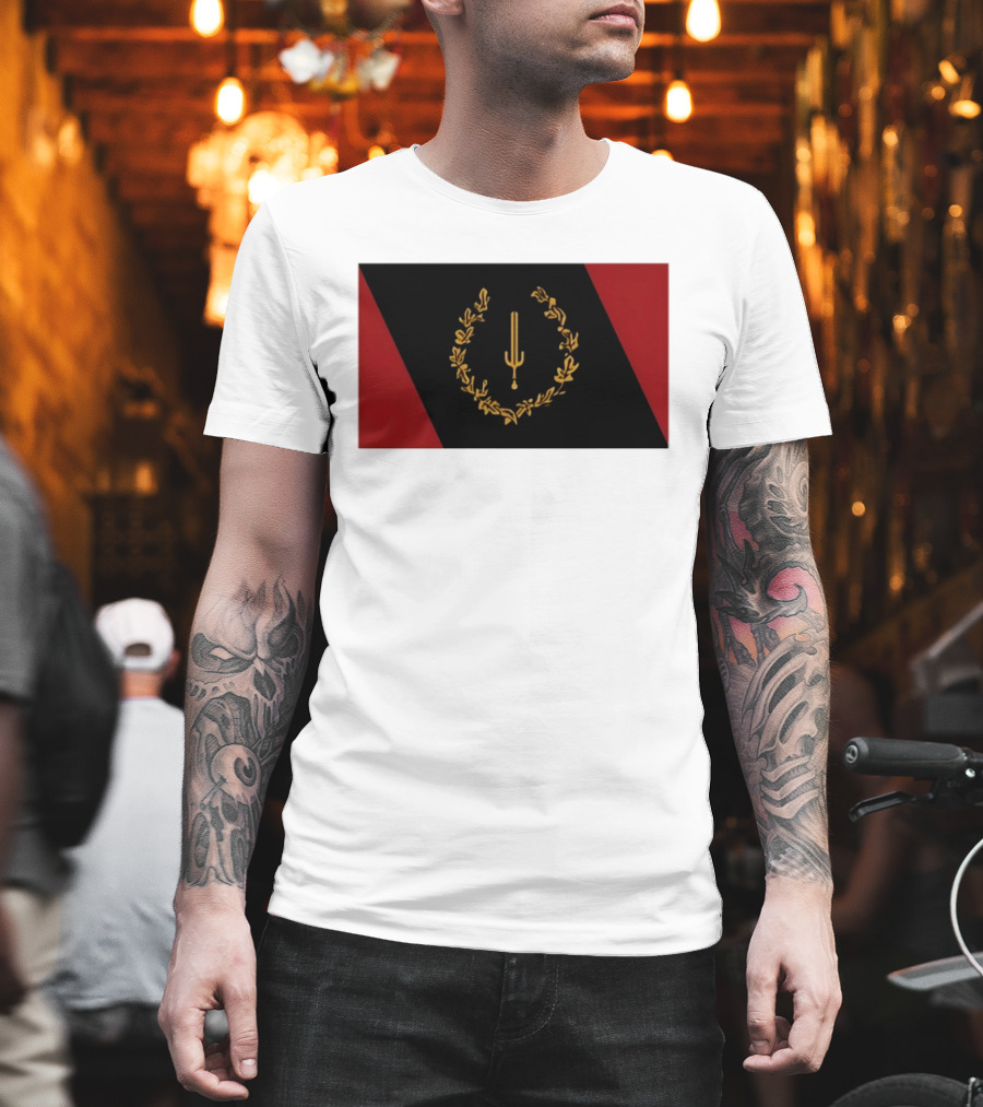Black American Heritage Flag Laurel Wreath and Torch T-Shirt