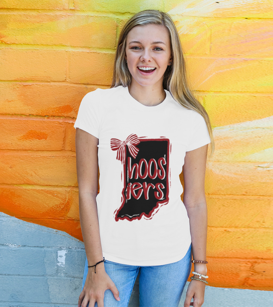 Hoosiers Indiana State Outline Bow Game Day T-Shirt