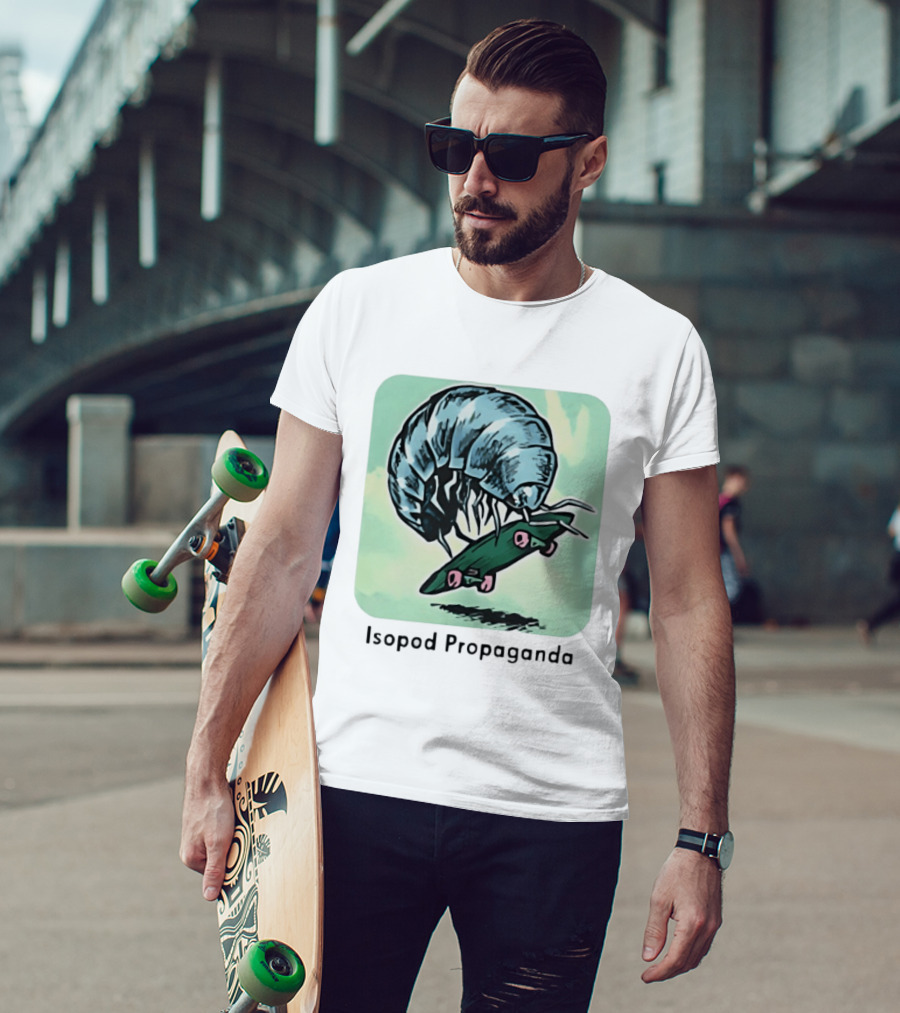 Isopod Riding Skateboard Fun Surreal T-Shirt