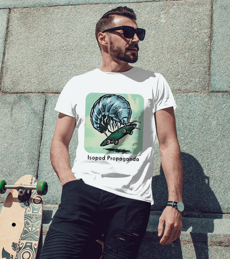 Isopod Riding Skateboard Fun Surreal T-Shirt