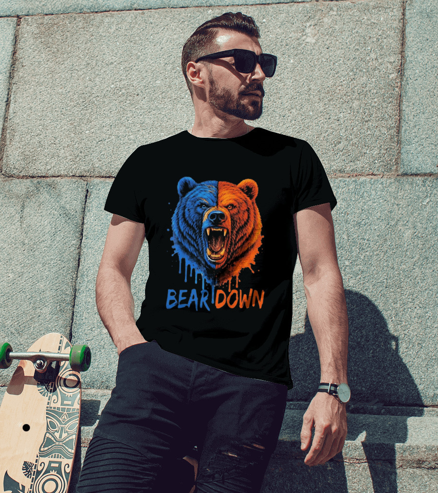 Bear Down Good Better Best Fierce Blue And Orange Bear Face T-Shirt
