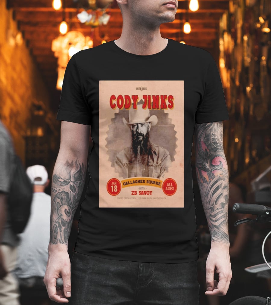 Cody Jinks San Diego Jan 18 2026 Gallagher Square with ZB Savoy T-Shirt