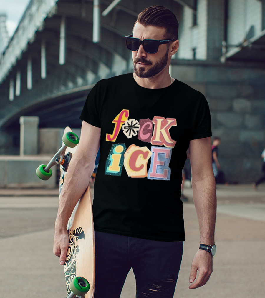 F*ck Ice Magazine Text Collage T-Shirt