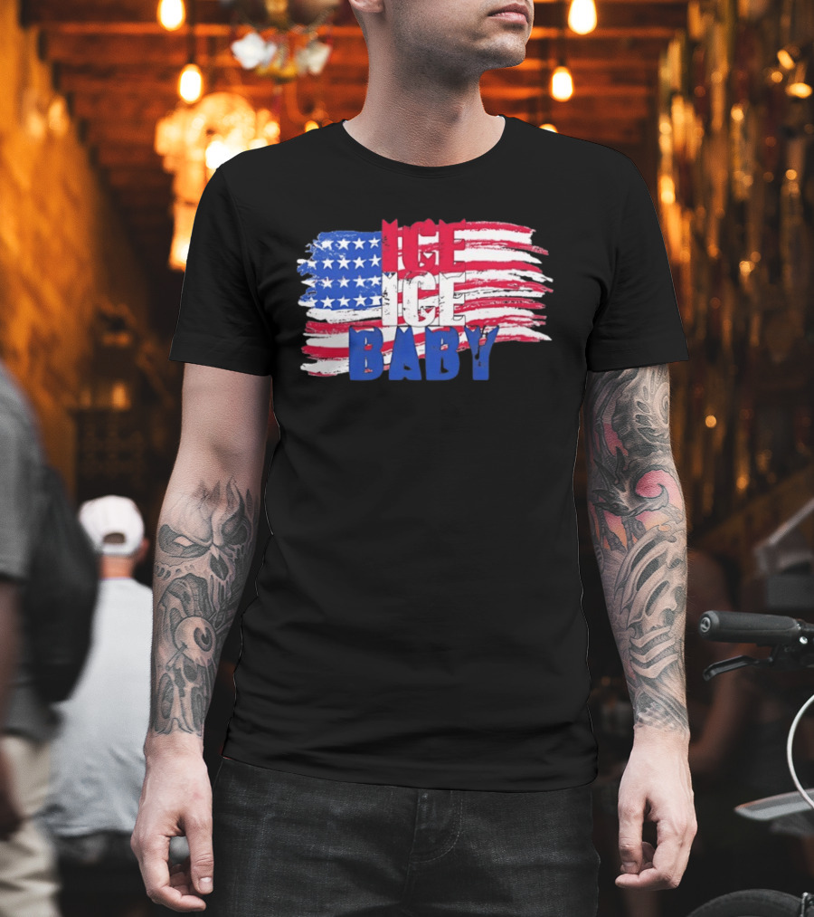 Ice Ice Baby American Flag USA Stars and Stripes T-Shirt
