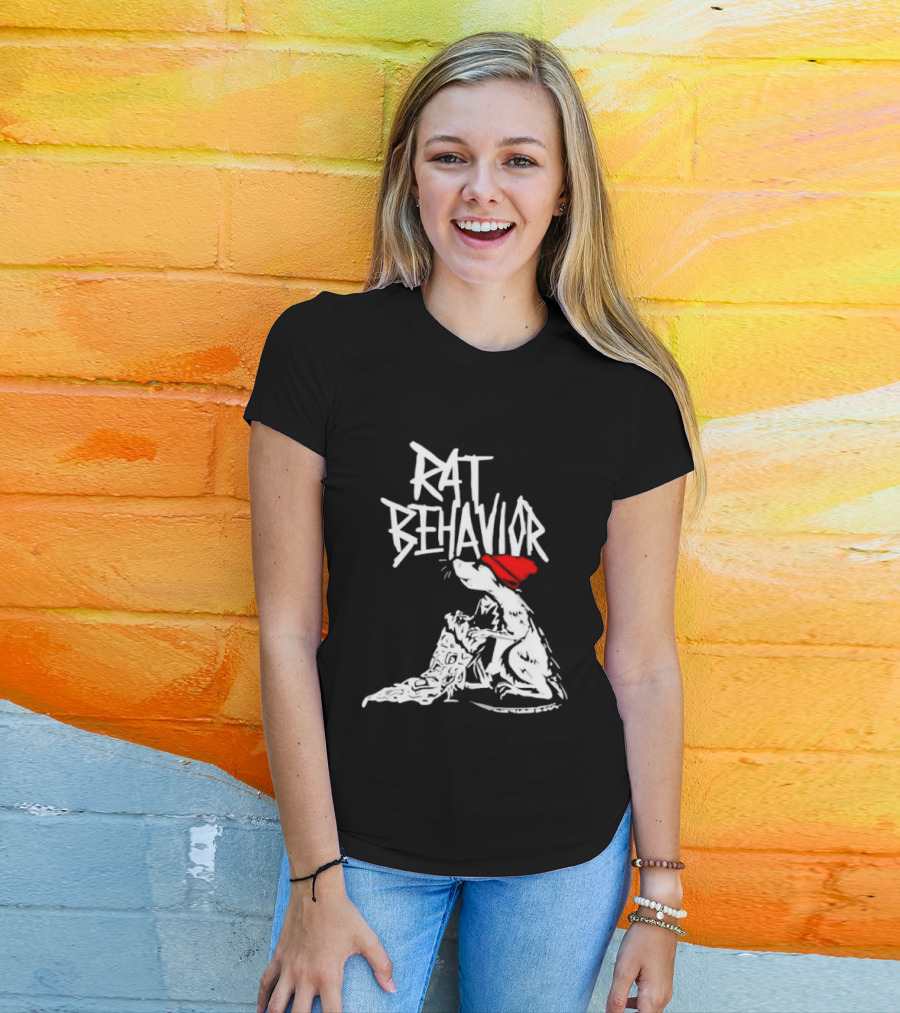 Rat Behavior Graphic With Red Hat And White Rat T-Shirt