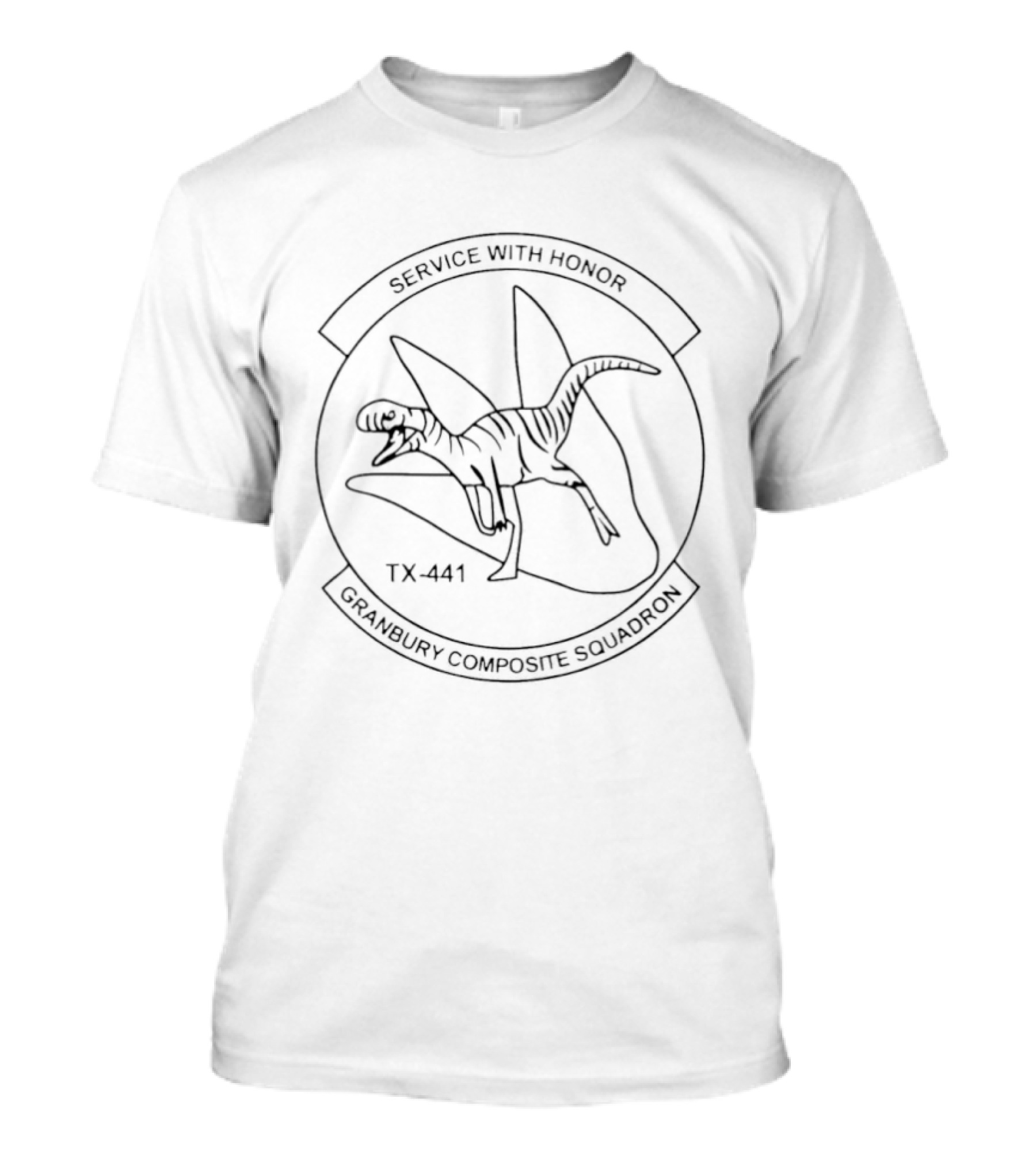 Service With Honor TX 441 Granbury Composite Squadron Dinosaur T-Shirt