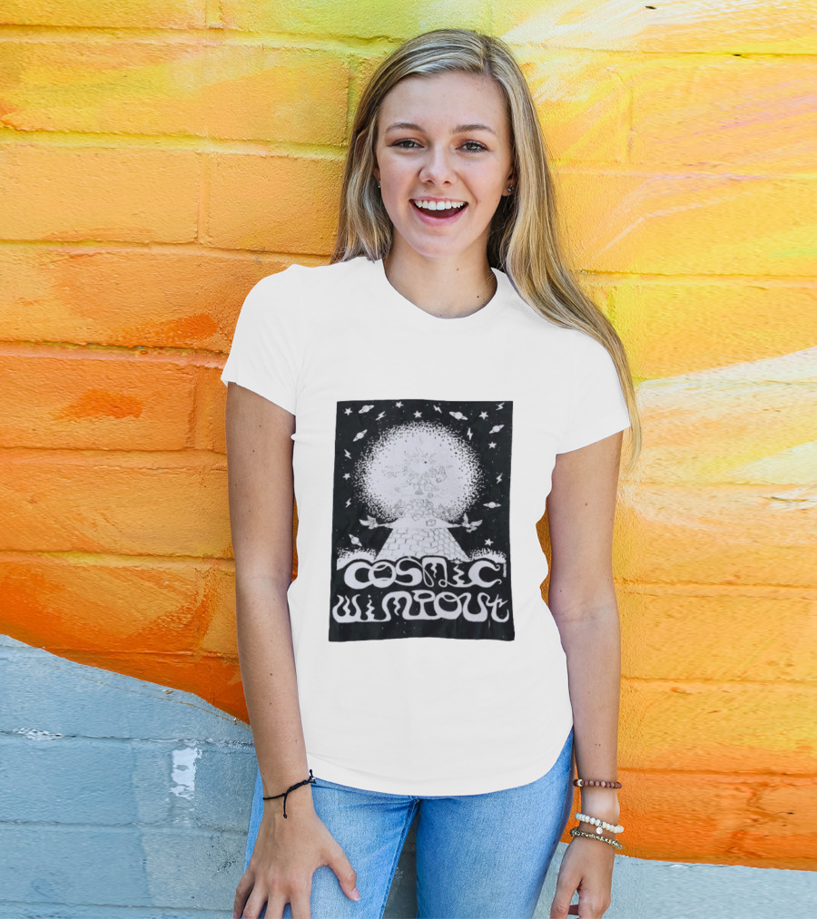 Cosmic Wimpout Psychedelic Pyramid Dice Explosion With UFOs And Stars T-Shirt