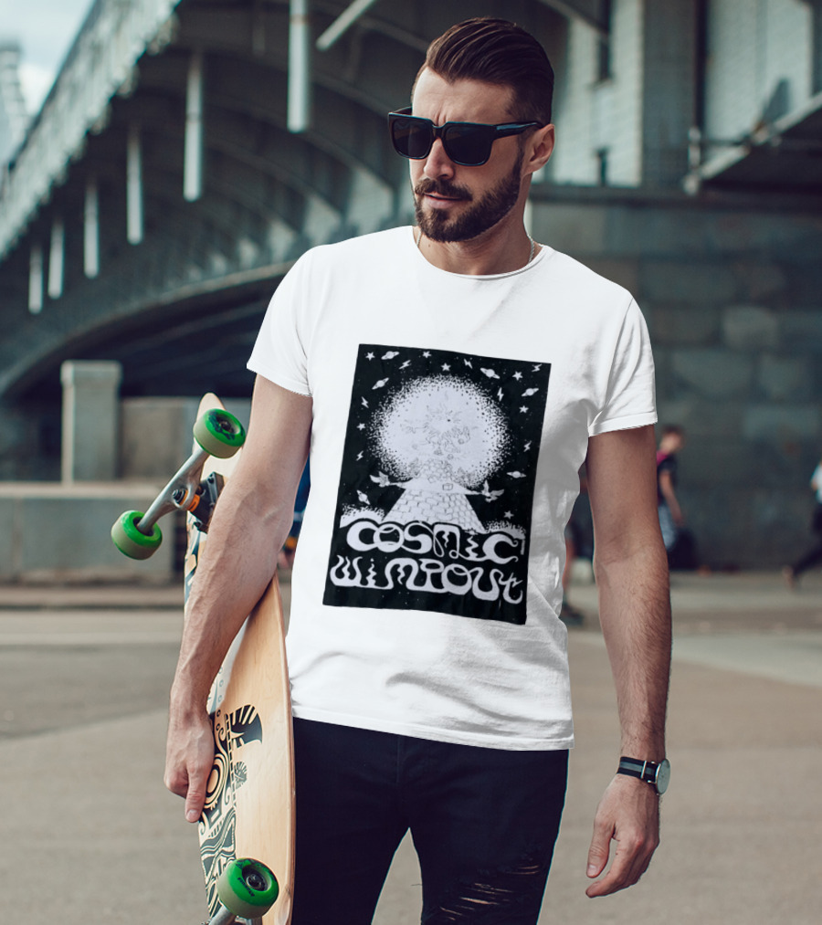 Cosmic Wimpout Psychedelic Pyramid Dice Explosion With UFOs And Stars T-Shirt