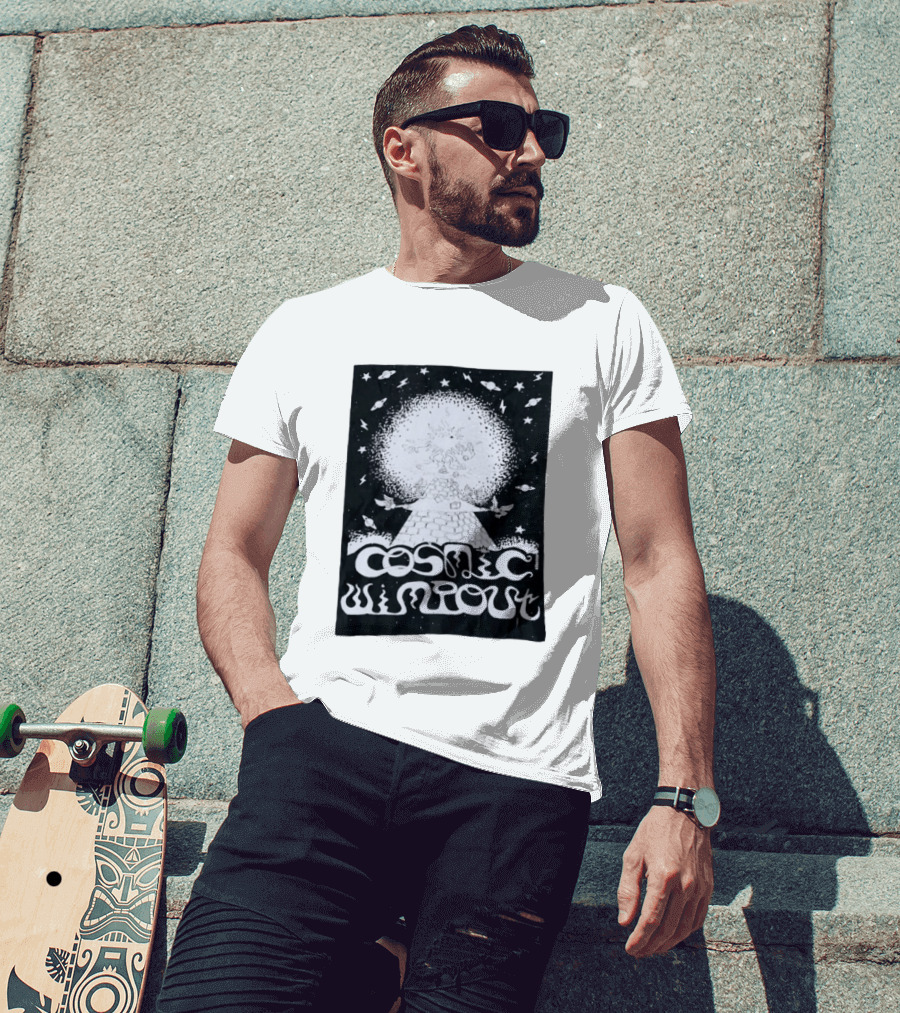 Cosmic Wimpout Psychedelic Pyramid Dice Explosion With UFOs And Stars T-Shirt