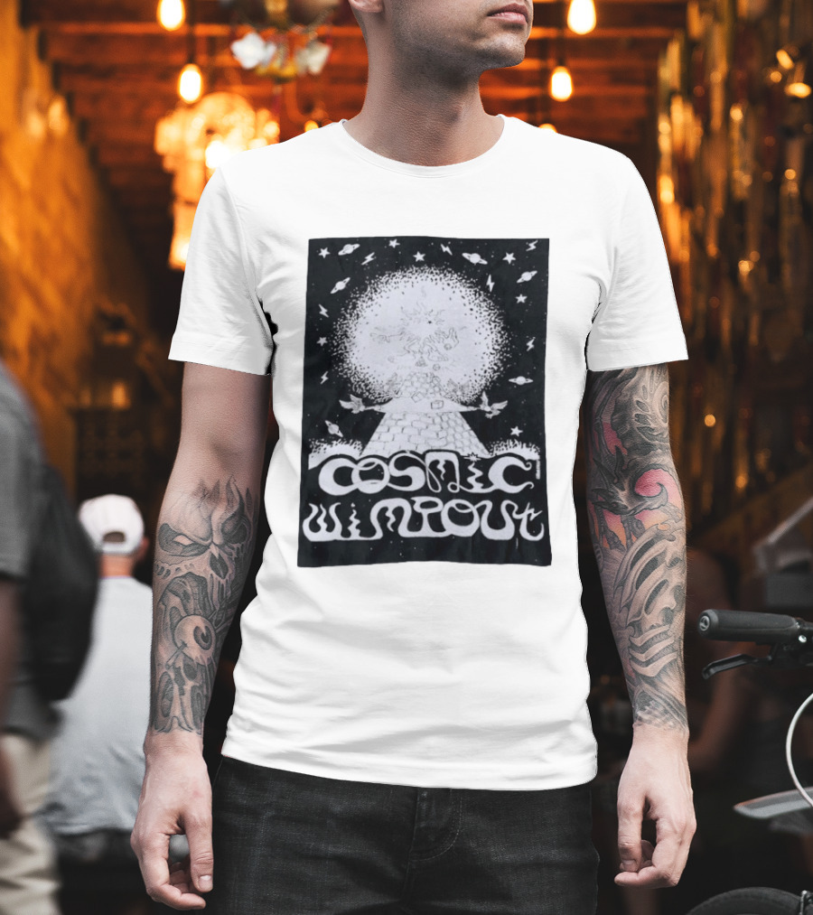 Cosmic Wimpout Psychedelic Pyramid Dice Explosion With UFOs And Stars T-Shirt