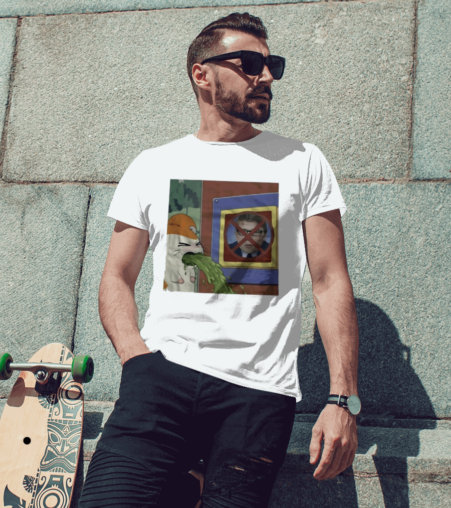 Hamtaro Vomiting Meme No Entry Sign Meme Face T-Shirt