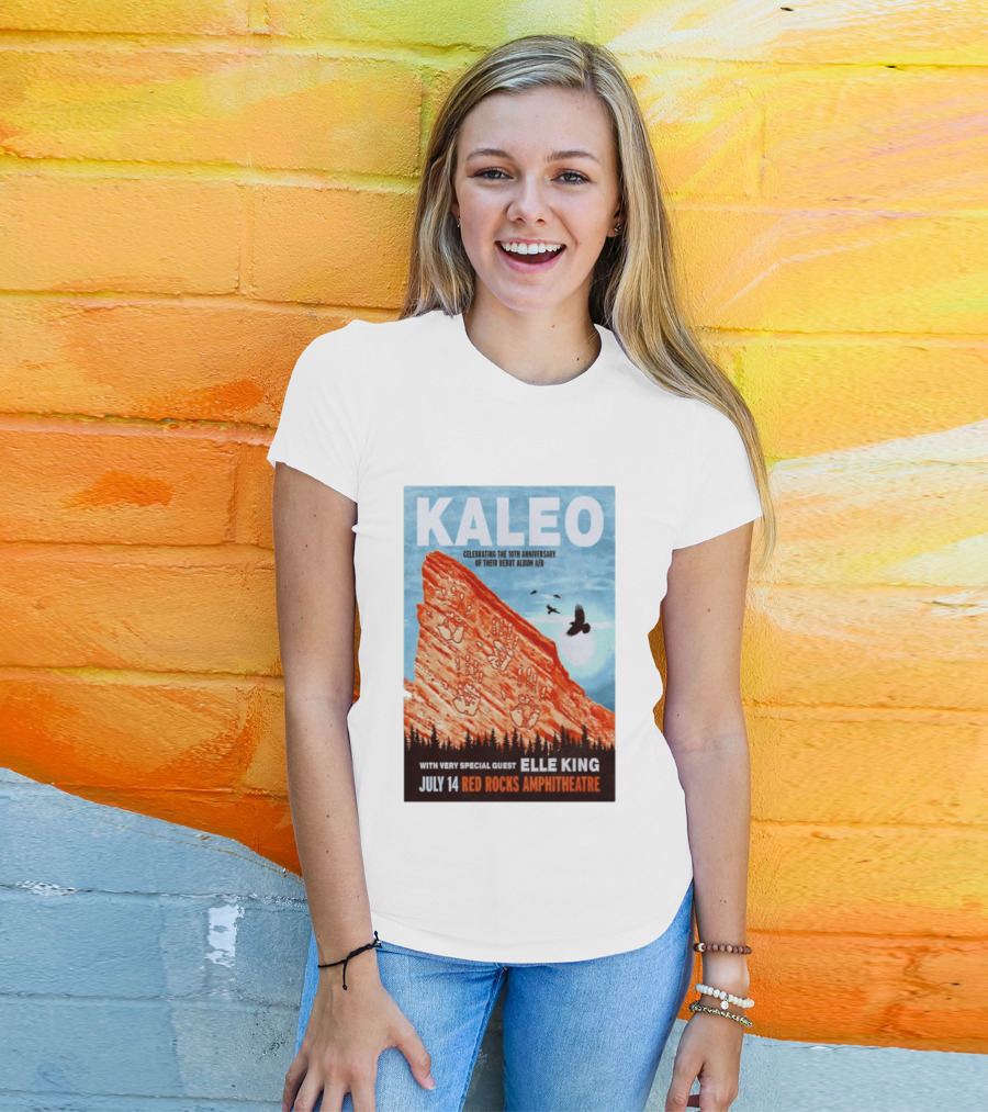 Kaleo Celebrating 10th Anniversary A/B With Guest Elle King July 14 Red Rocks Amphitheatre T-Shirt
