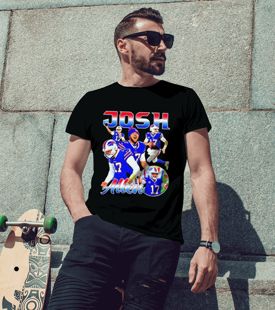 JOSH Allen Buffalo Bills Player 17 Collage 2026 T-Shirt