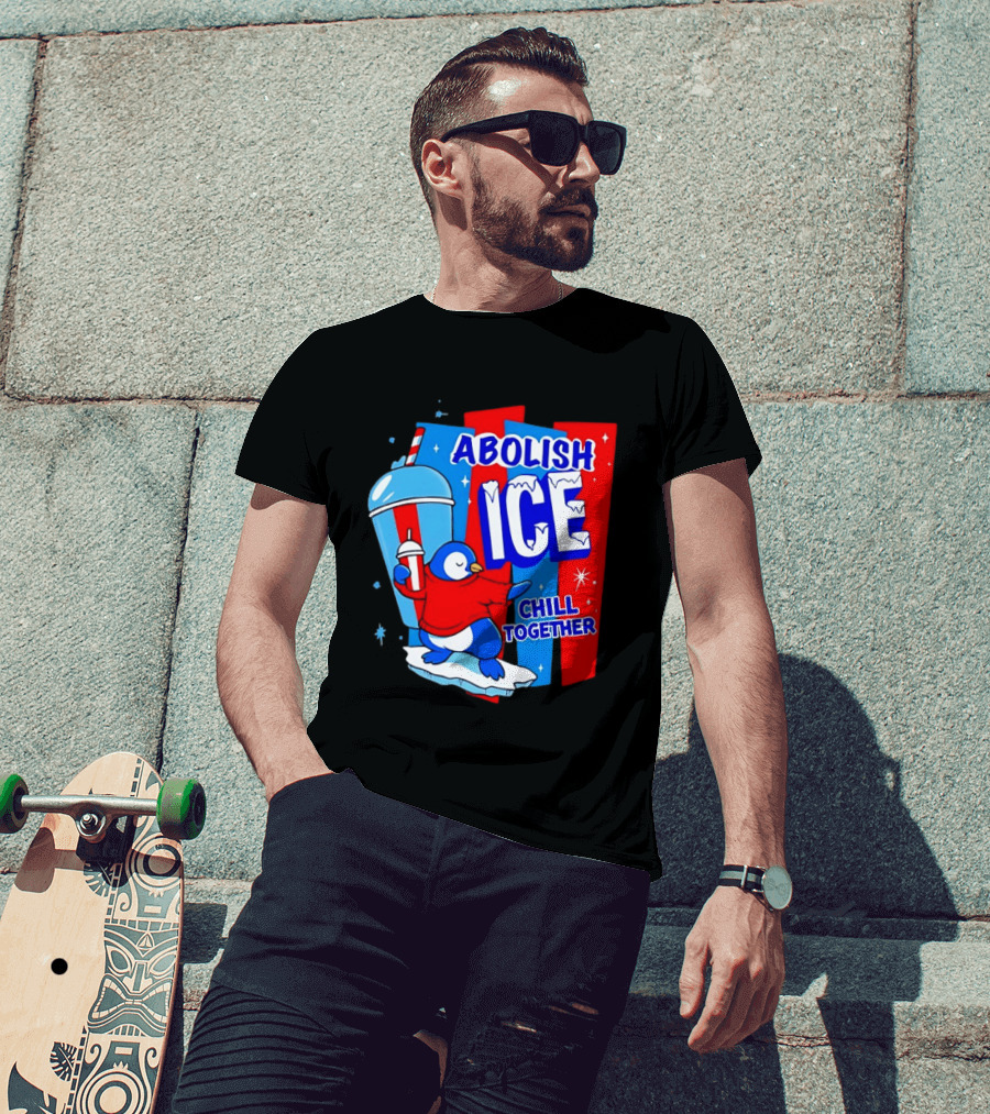 Abolish ICE Penguin Ice Skating Chill Together T-Shirt