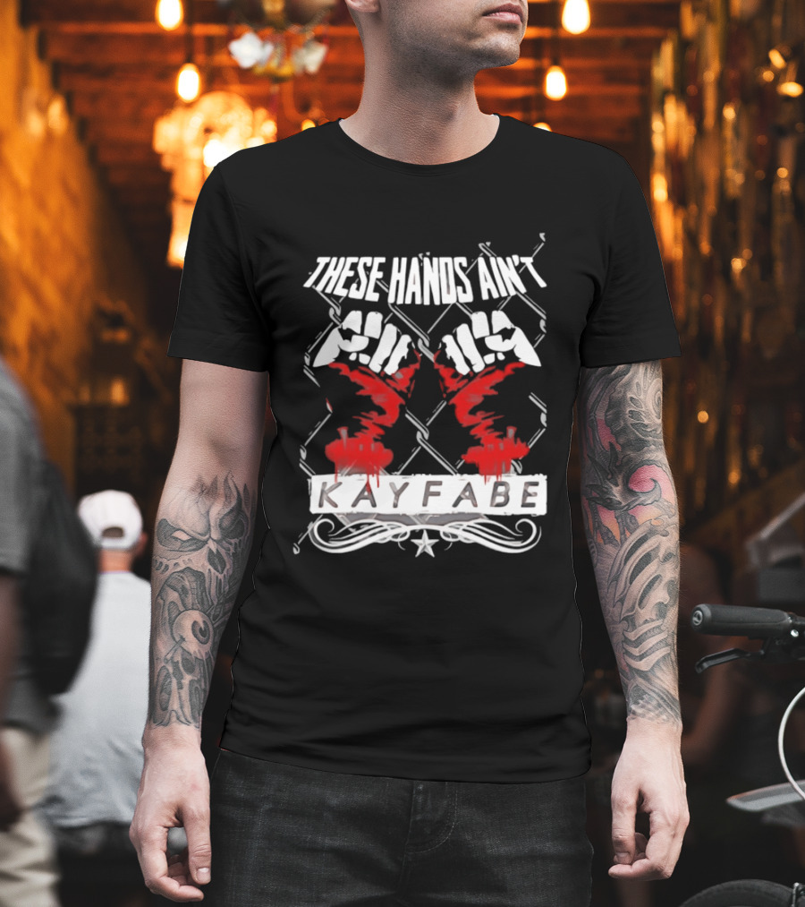 These Hands Ain't Kayfabe Bloody Knuckles with Chainlink Fence T-Shirt