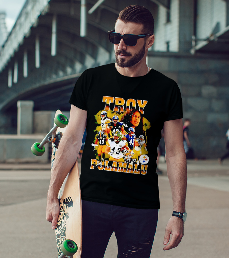 Troy Polamalu 43 Pittsburgh Steelers Collage 2026 T-Shirt